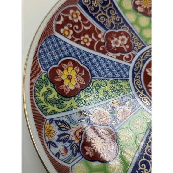 Japanese Imari Ware Decorative Plate Floral Geometric Design Collectors Item 6 1 - Picture 7 of 17